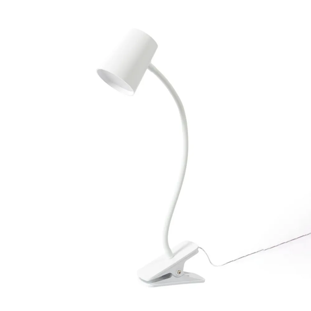 Lindby Arbejdsrum/Kontor|Bordlamper > Ailina LED-bordlampe, klemmefod, hvid