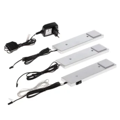 Underskabsbelysning ^ Lindby Amaryll LED-underskabsbelysning, 3 stk sølv
