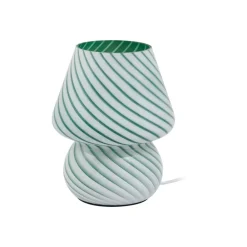 Lindby Bordlamper > Andriana bordlampe, grøn/hvid, glas, Ø 15 cm