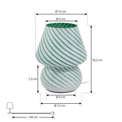 Lindby Bordlamper > Andriana bordlampe, grøn/hvid, glas, Ø 15 cm