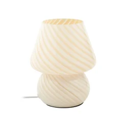 Bordlamper ^ Lindby Andriana bordlampe, gul/hvid, glas, Ø 15 cm