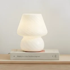Pendellamper|Bordlamper ^ Lindby Andriana bordlampe, hvid, glas, Ø 15 cm