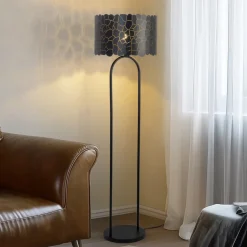 Lindby Gulvlamper|Gulvlamper > Aralena gulvlampe, sort/guld, højde 143,5 cm