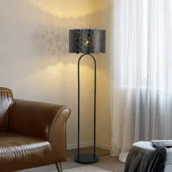 Lindby Gulvlamper|Gulvlamper > Aralena gulvlampe, sort/guld, højde 143,5 cm