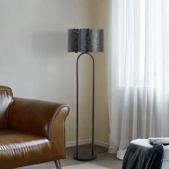 Lindby Gulvlamper|Gulvlamper > Aralena gulvlampe, sort/guld, højde 143,5 cm