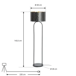 Lindby Gulvlamper|Gulvlamper > Aralena gulvlampe, sort/guld, højde 143,5 cm