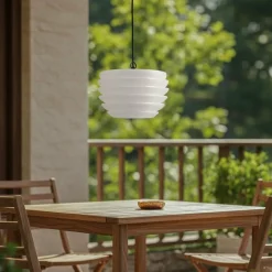Udendørs Pendellamper|Terrassebelysning ^ Lindby Arona udendørs hængelampe, Ø 38 cm, hvid