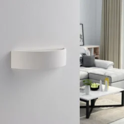 Lindby Gang|Pendellamper > Aurel LED-væglampe, gips, hvid, halvrund