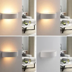 Lindby Gang|Pendellamper > Aurel LED-væglampe, gips, hvid, halvrund
