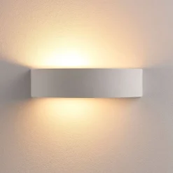 Lindby Gang|Pendellamper > Aurel LED-væglampe, gips, hvid, halvrund