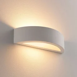 Lindby Gang|Pendellamper > Aurel LED-væglampe, gips, hvid, halvrund