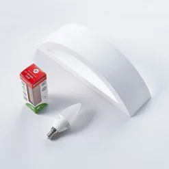 Lindby Gang|Pendellamper > Aurel LED-væglampe, gips, hvid, halvrund