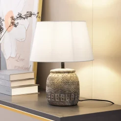 Lindby Bordlamper > bordlampe Aelith, Ø 30 cm, grå, keramik, E27
