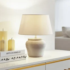 Lindby Pendellamper|Bordlamper > bordlampe Aelith, Ø 30 cm, hvid, keramik, E27