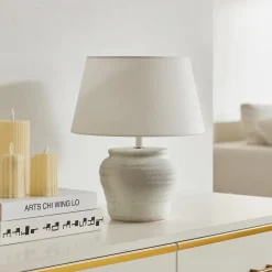 Lindby Pendellamper|Bordlamper > bordlampe Aelith, Ø 30 cm, hvid, keramik, E27