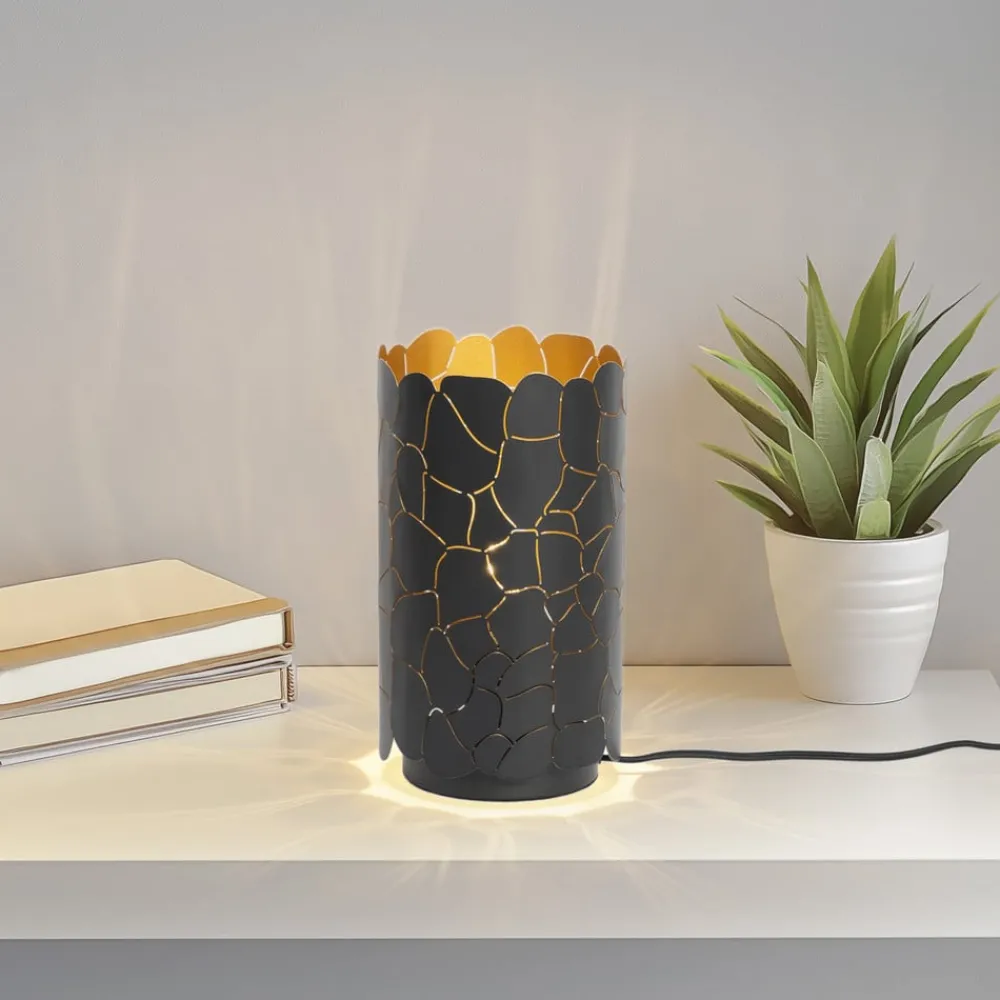 Lindby Bordlamper > bordlampe Aralena, sort/guld, højde 26,5 cm