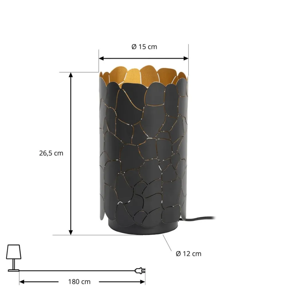 Lindby Bordlamper > bordlampe Aralena, sort/guld, højde 26,5 cm