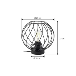 Lindby Bordlamper > bordlampe Danika, sort, metal, Ø 25 cm