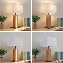 Lindby Pendellamper|Bordlamper > bordlampe Garry, 2 lyskilder, hvid, træ, 53 cm, E27