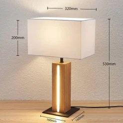 Lindby Pendellamper|Bordlamper > bordlampe Garry, 2 lyskilder, hvid, træ, 53 cm, E27