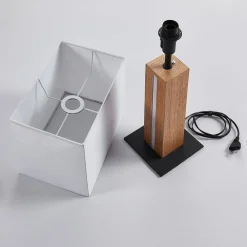 Lindby Pendellamper|Bordlamper > bordlampe Garry, 2 lyskilder, hvid, træ, 53 cm, E27