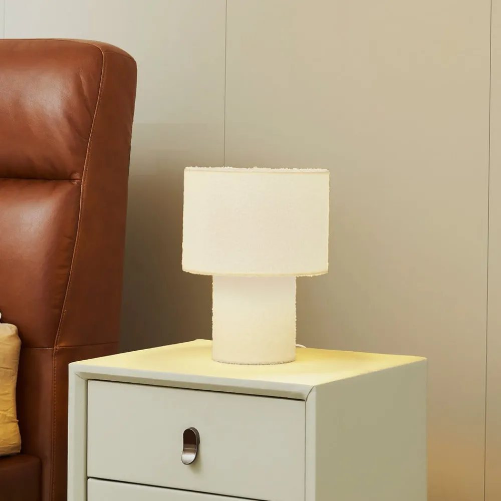 Lindby Bordlamper > bordlampe Jone, hvid, tekstil, 30 cm