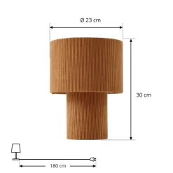 Lindby Pendellamper|Bordlamper > bordlampe Jone, lysebrun, tekstil, 30 cm høj, E27