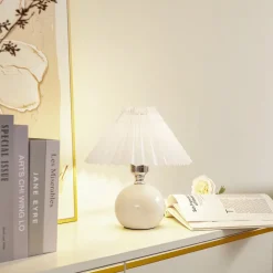 Bordlamper ^ Lindby bordlampe Kerimi, keramik, cremefarvet
