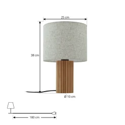 Lindby Bordlamper > bordlampe Kimiko, højde 38 cm, træ, tekstil