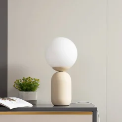 Lindby Pendellamper|Bordlamper > bordlampe Lennes, beige, glas, Ø 20 cm