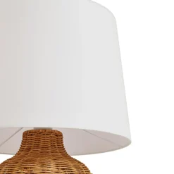 Lindby Bordlamper > bordlampe Lirenda, højde 52 cm, rattan, natur/hvid