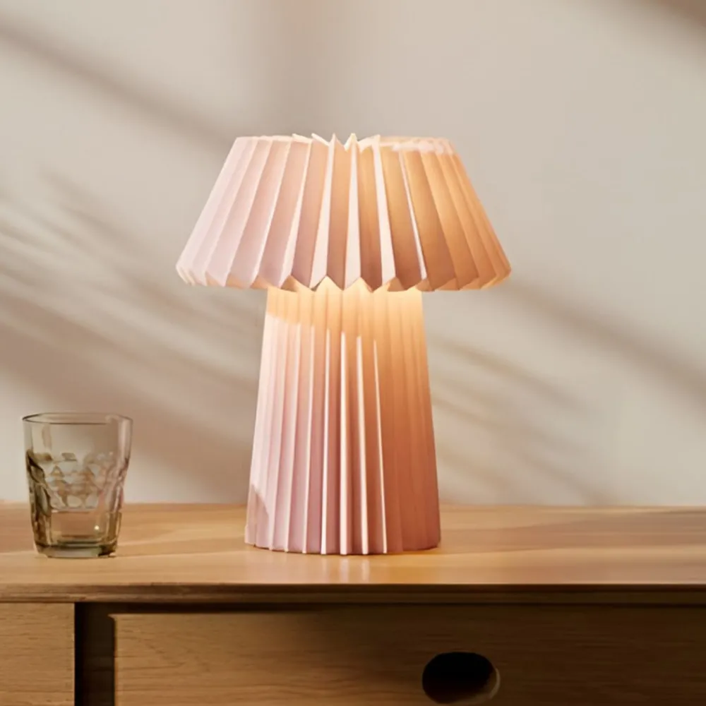 Bordlamper ^ Lindby bordlampe Magali, pink, papir, Ø 34 cm, E14