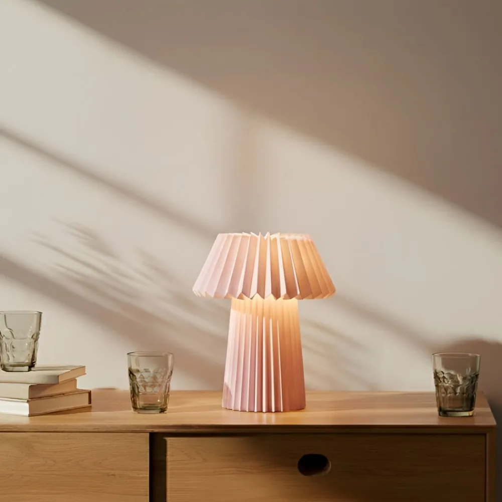 Bordlamper ^ Lindby bordlampe Magali, pink, papir, Ø 34 cm, E14