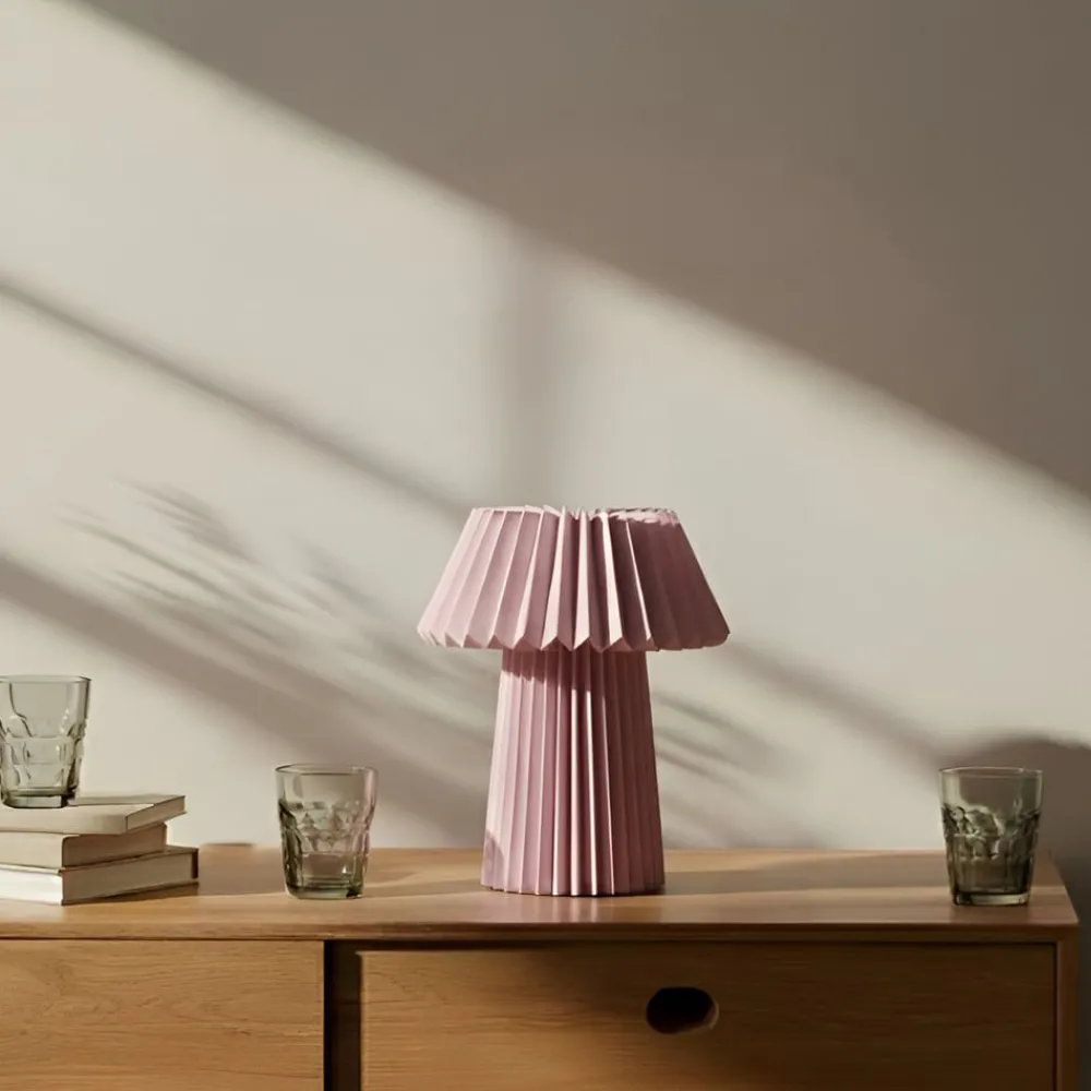 Bordlamper ^ Lindby bordlampe Magali, pink, papir, Ø 34 cm, E14