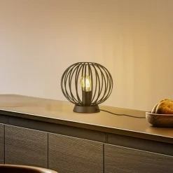 Bordlamper ^ Lindby bordlampe Maivi, sort, 25 cm, jern, bur