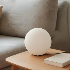 Lindby Gang|Bordlamper > bordlampe Marike, hvid, glas, kugle, Ø 25 cm, E27