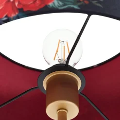 Lindby Pendellamper|Bordlamper > bordlampe Marula, guld, blomsterprint, tekstil, E27