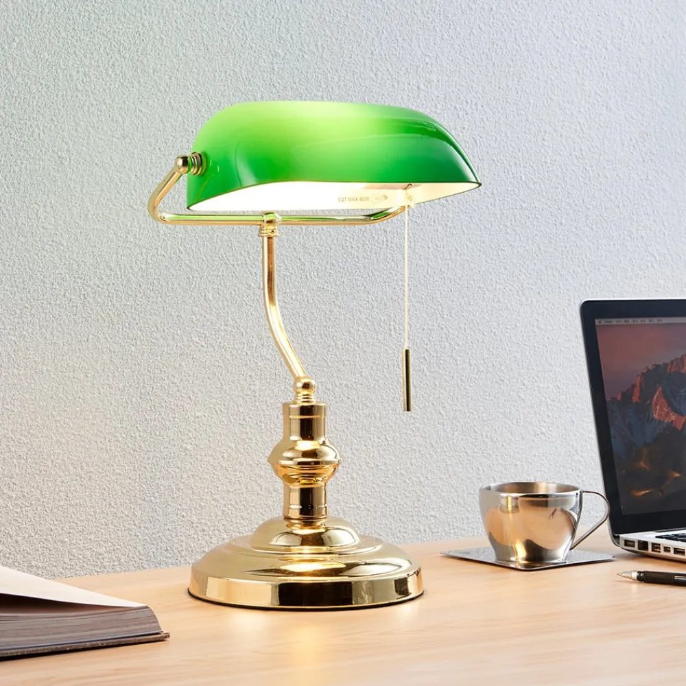 Lindby Arbejdsrum/Kontor|Pendellamper > bordlampe Milenka, messing, højde 39 cm, metal