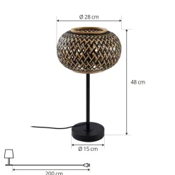 Lindby Bordlamper > bordlampe Nerys, sort, bambus, Ø 28 cm