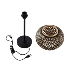 Lindby Bordlamper > bordlampe Nerys, sort, bambus, Ø 28 cm