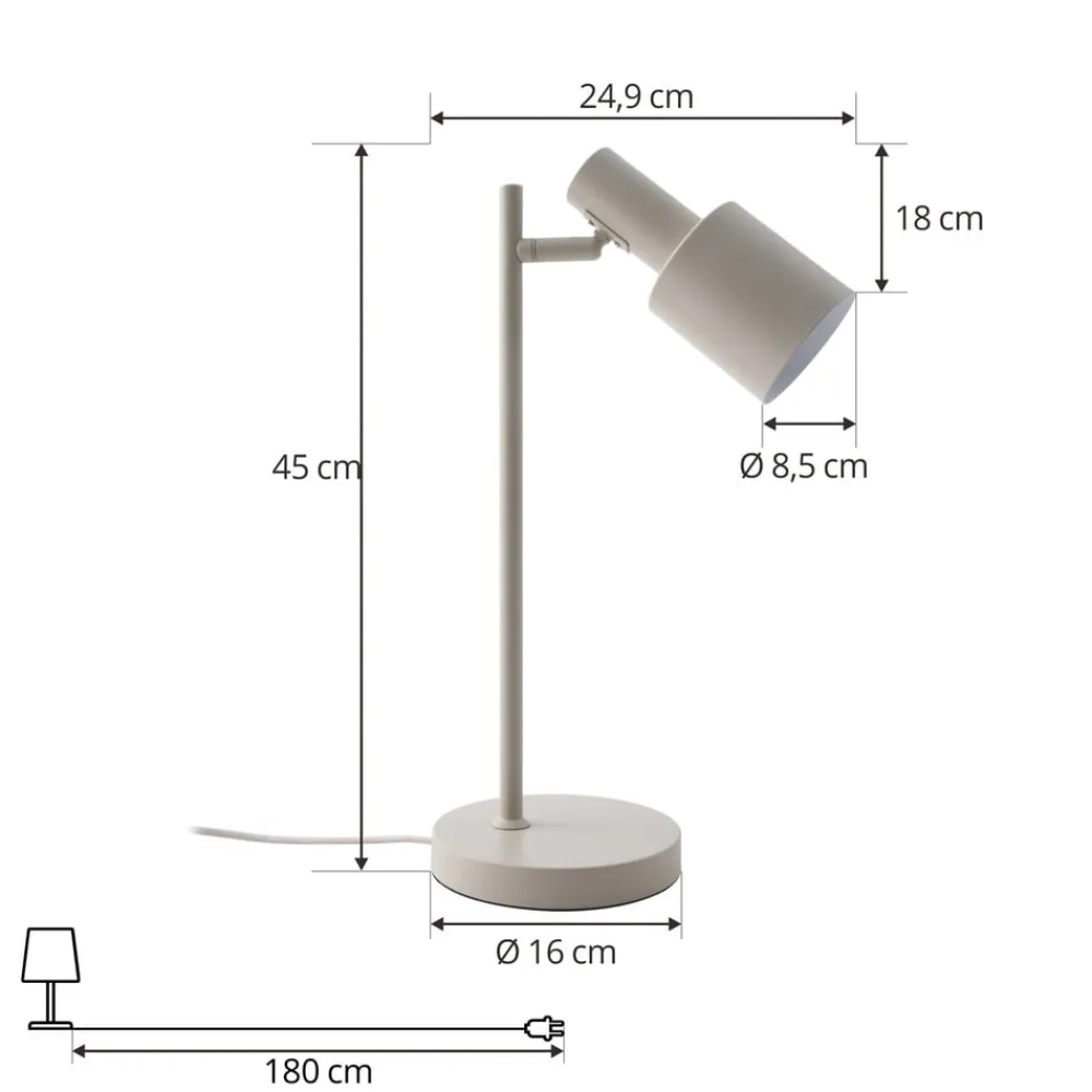 Lindby Arbejdsrum/Kontor|Bordlamper > bordlampe Ovelia, beige, metal, E27