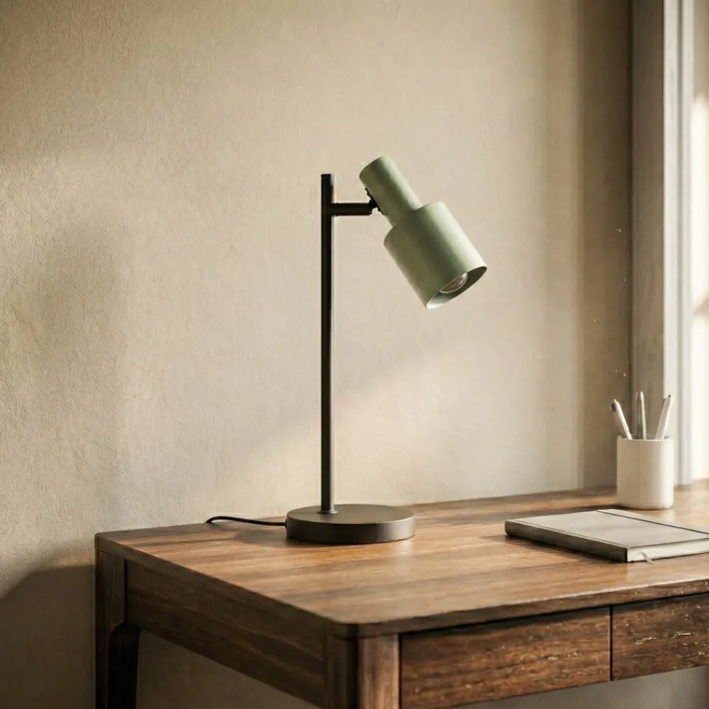 Lindby Bordlamper > bordlampe Ovelia, grøn/sort, metal, E27