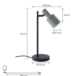 Lindby Bordlamper > bordlampe Ovelia, grøn/sort, metal, E27