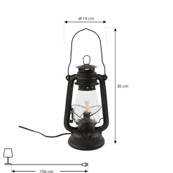 Lindby Pendellamper|Bordlamper > bordlampe Raisa, rustfarvet, metal, lygte, E14