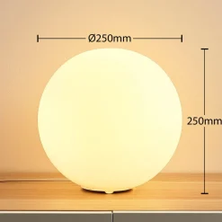 Lindby Bordlamper > bordlampe Rhona, hvid, opalglas, Ø 25 cm, E27