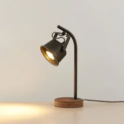 Lindby Arbejdsrum/Kontor|Bordlamper > bordlampe Rubinjo, 37 cm, sort, træ, metal, GU10