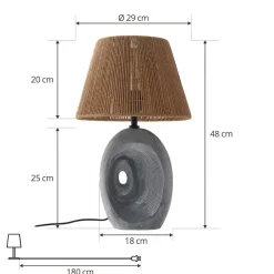 Bordlamper ^ Lindby bordlampe Seasur, blågrå, keramik, papir, 29 cm