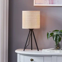 Bordlamper ^ Lindby bordlampe Soula, Ø 20 cm, beige, plast, E27