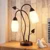 Bordlamper ^ Lindby bordlampe Stefania, sort/guld, glas, E14, 40 cm