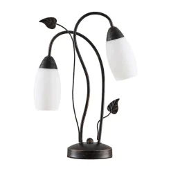 Bordlamper ^ Lindby bordlampe Stefania, sort/guld, glas, E14, 40 cm